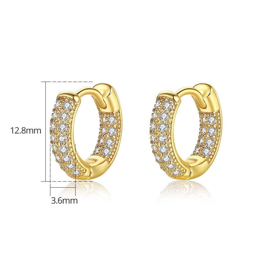 Gold Plated Cubic Zirconia Huggie Hoop Earrings AAA1760