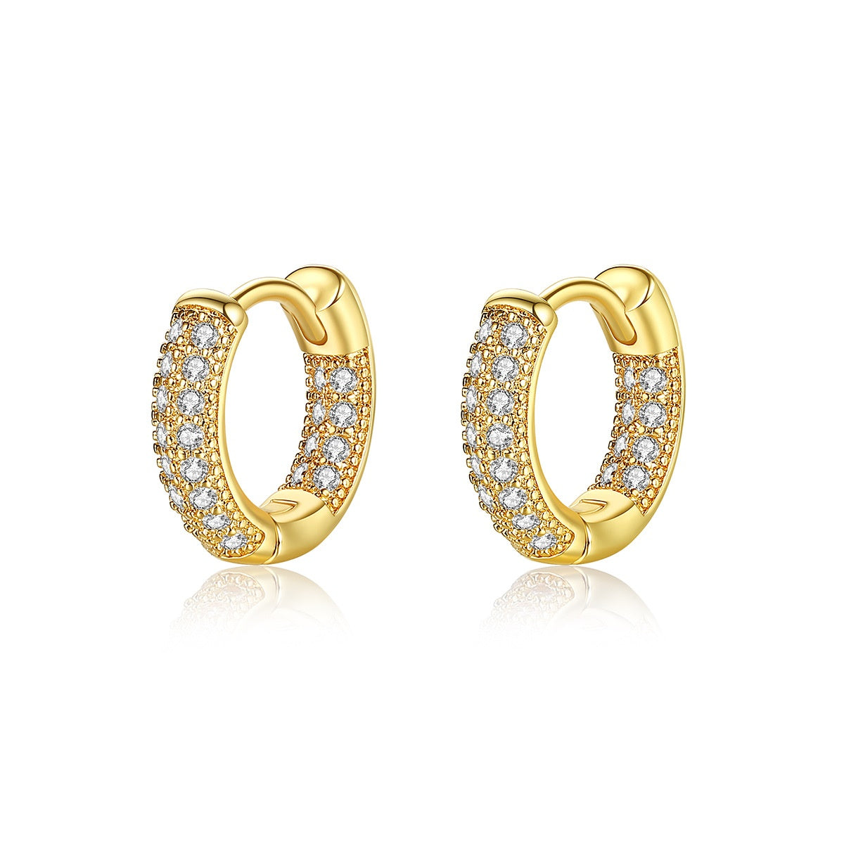 Gold Plated Cubic Zirconia Huggie Hoop Earrings AAA1760