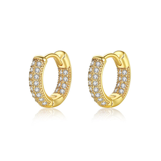 Gold Plated Cubic Zirconia Huggie Hoop Earrings AAA1760