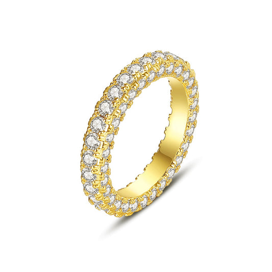 Gold Plated Cubic Zirconia Engagement Band Ring AAA1779