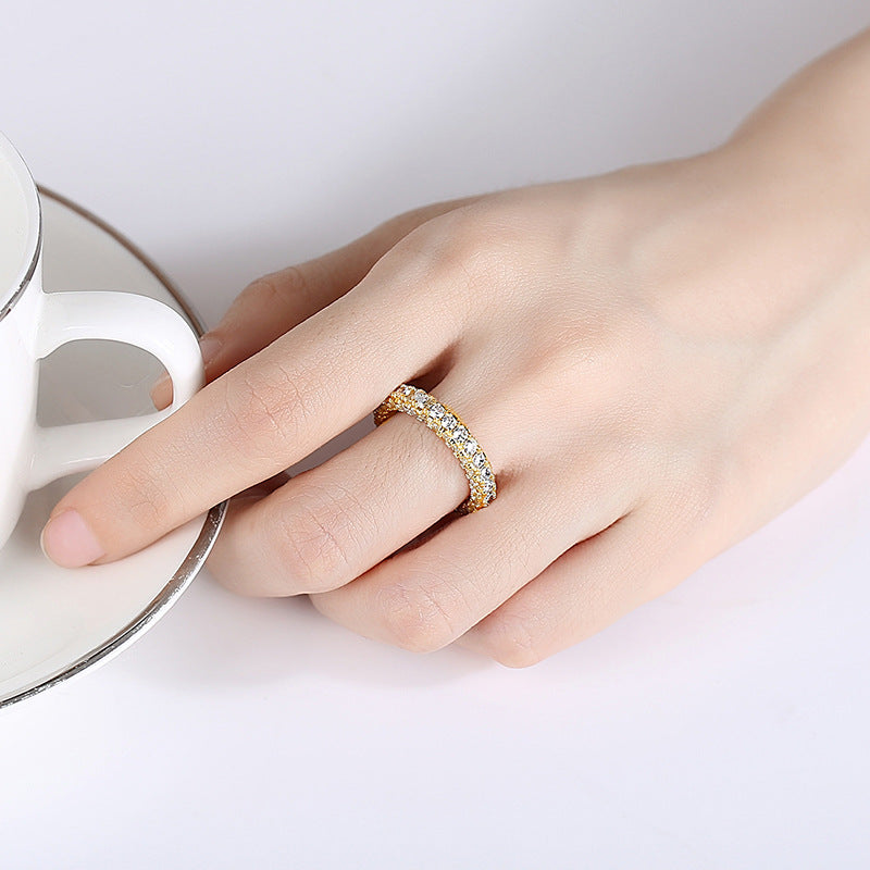Gold Plated Cubic Zirconia Engagement Band Ring AAA1779