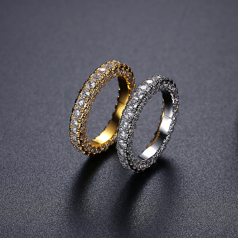 Gold Plated Cubic Zirconia Engagement Band Ring AAA1779