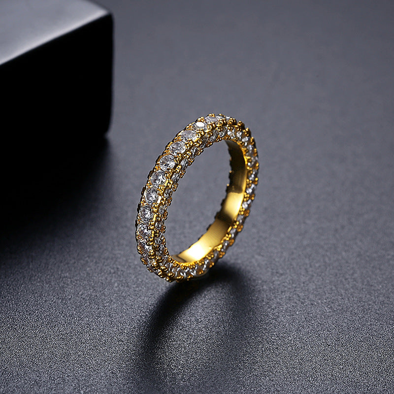 Gold Plated Cubic Zirconia Engagement Band Ring AAA1779