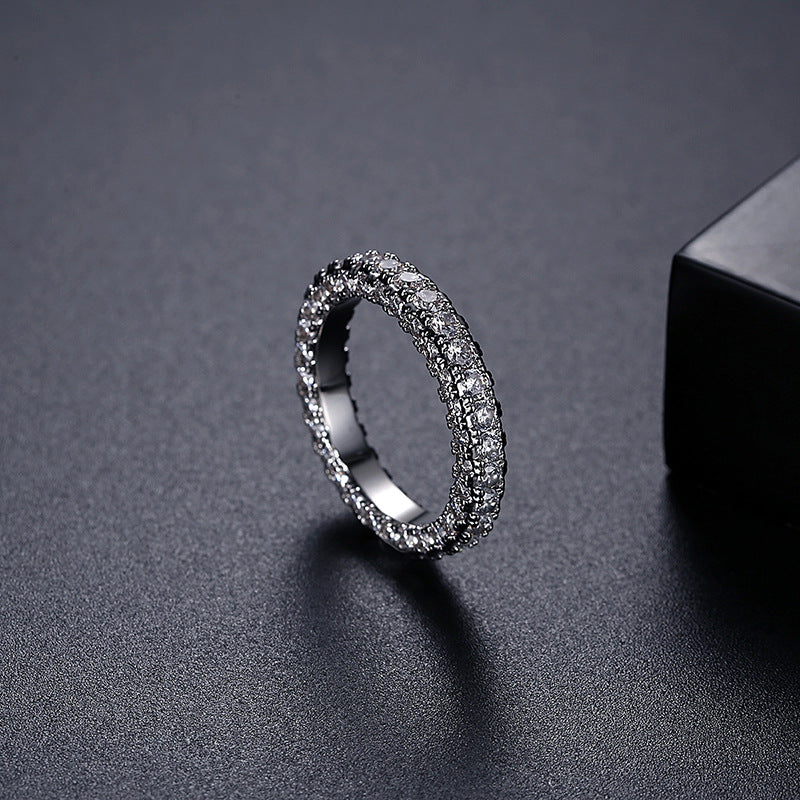 Gold Plated Cubic Zirconia Engagement Band Ring AAA1779