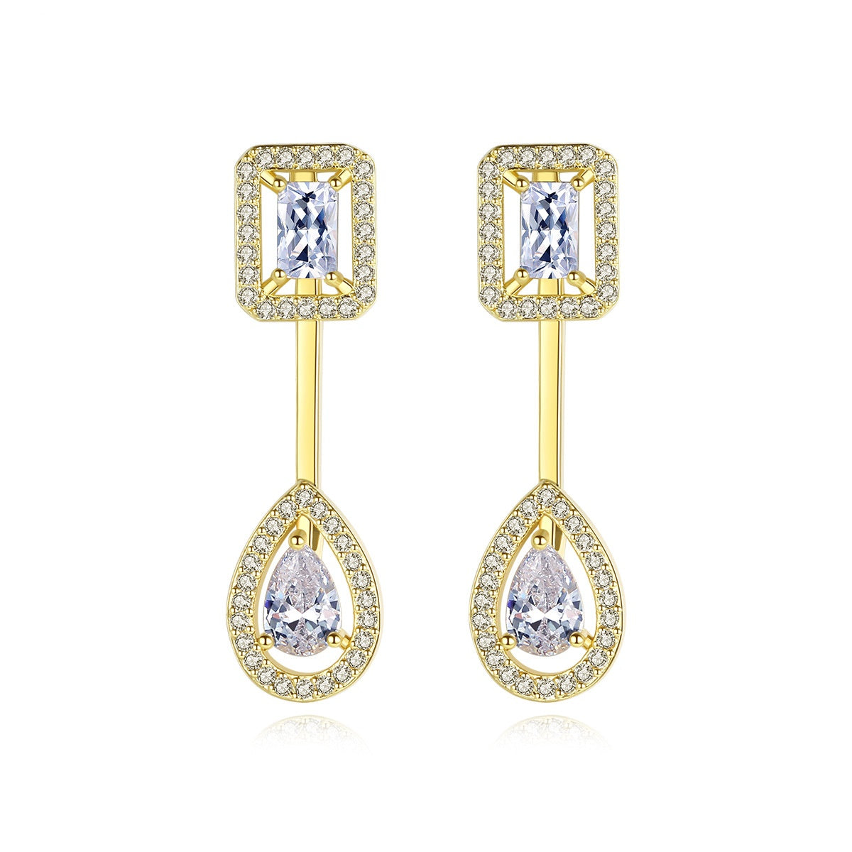 Gold Plated Cubic Zirconia Dangle Drop Earrings AAA1788