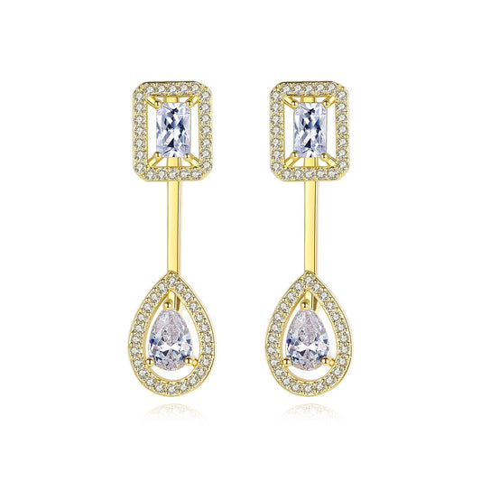 Gold Plated Cubic Zirconia Dangle Drop Earrings AAA1788