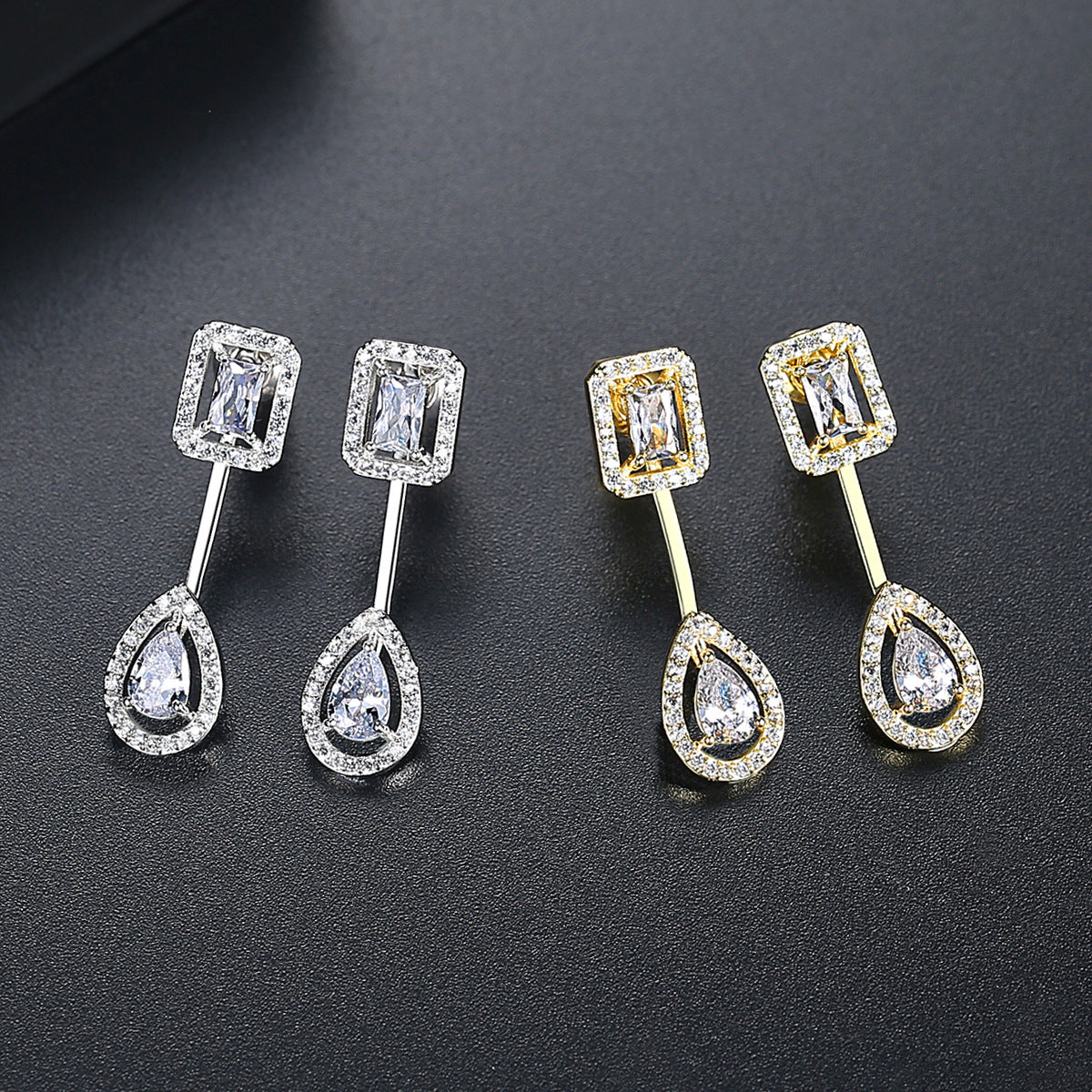 Gold Plated Cubic Zirconia Dangle Drop Earrings AAA1788
