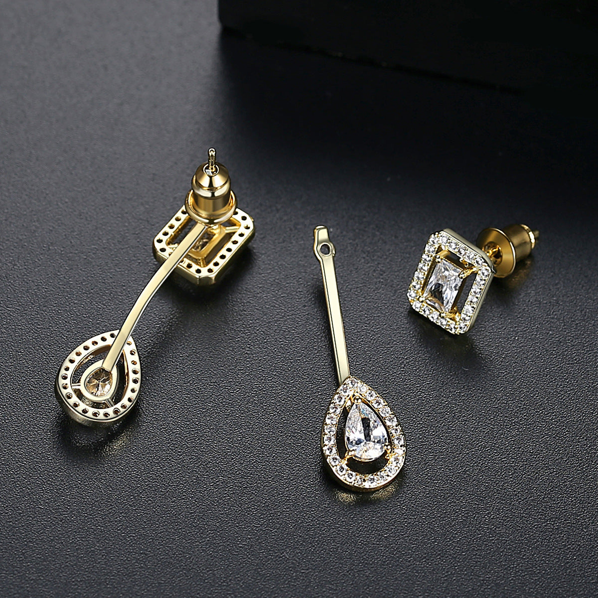 Gold Plated Cubic Zirconia Dangle Drop Earrings AAA1788