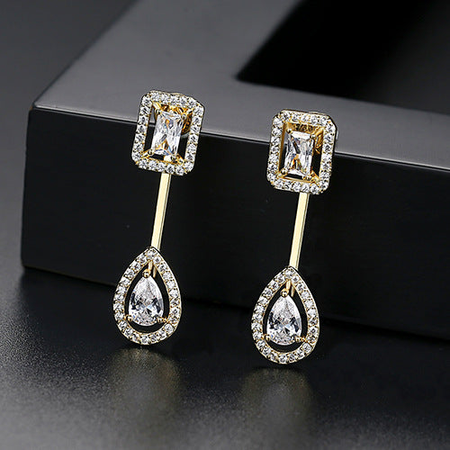 Gold Plated Cubic Zirconia Dangle Drop Earrings AAA1788