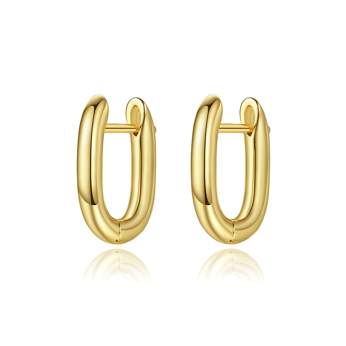 Gold Plated Geometric U-Shape Huggie Hoop Earrings AAA1810