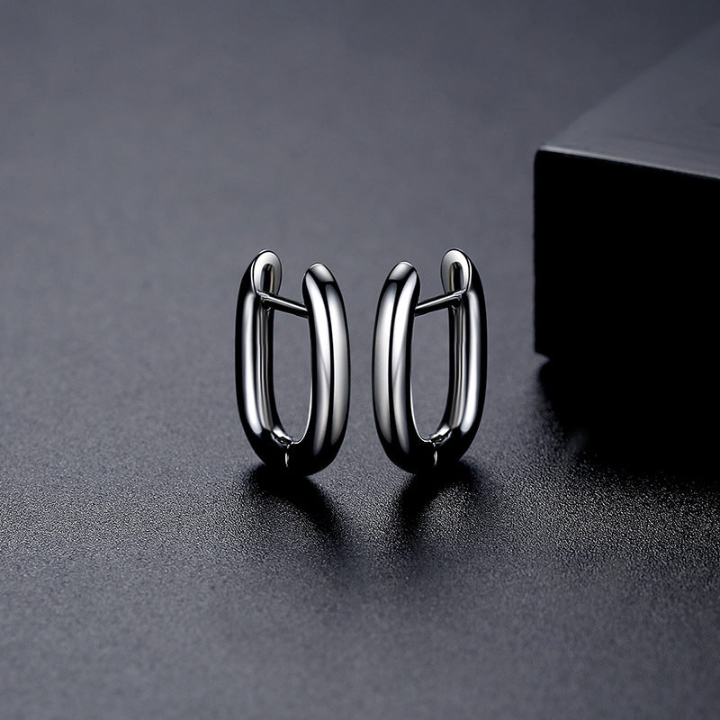 Gold Plated Geometric U-Shape Huggie Hoop Earrings AAA1810
