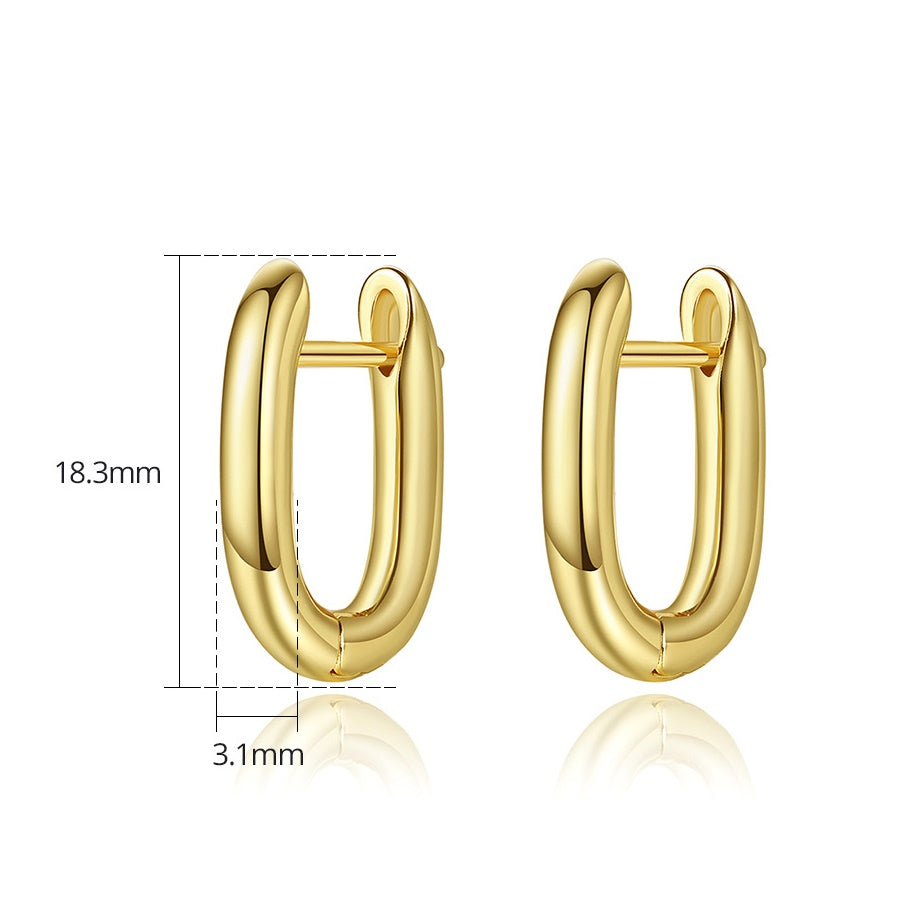 Gold Plated Geometric U-Shape Huggie Hoop Earrings AAA1810