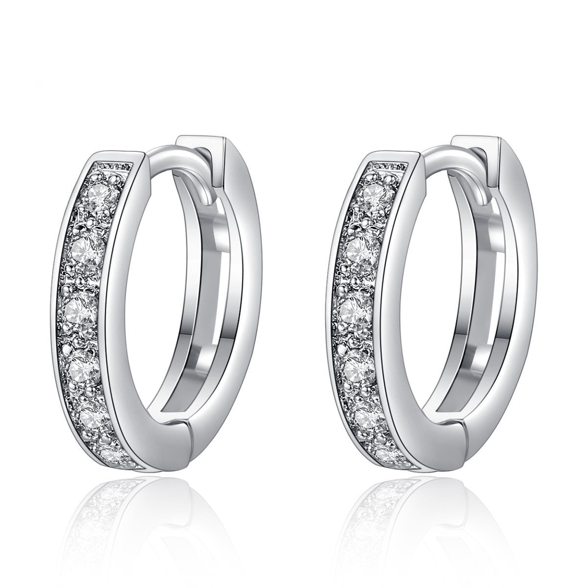 White Gold Plated Cubic Zirconia Huggie Hoop Earrings AAA1835