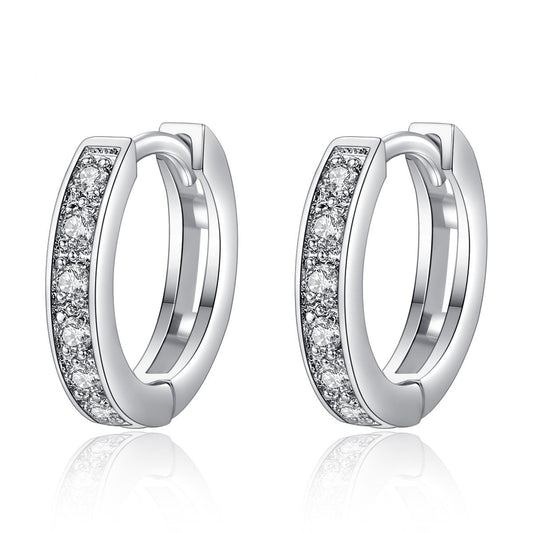 White Gold Plated Cubic Zirconia Huggie Hoop Earrings AAA1835
