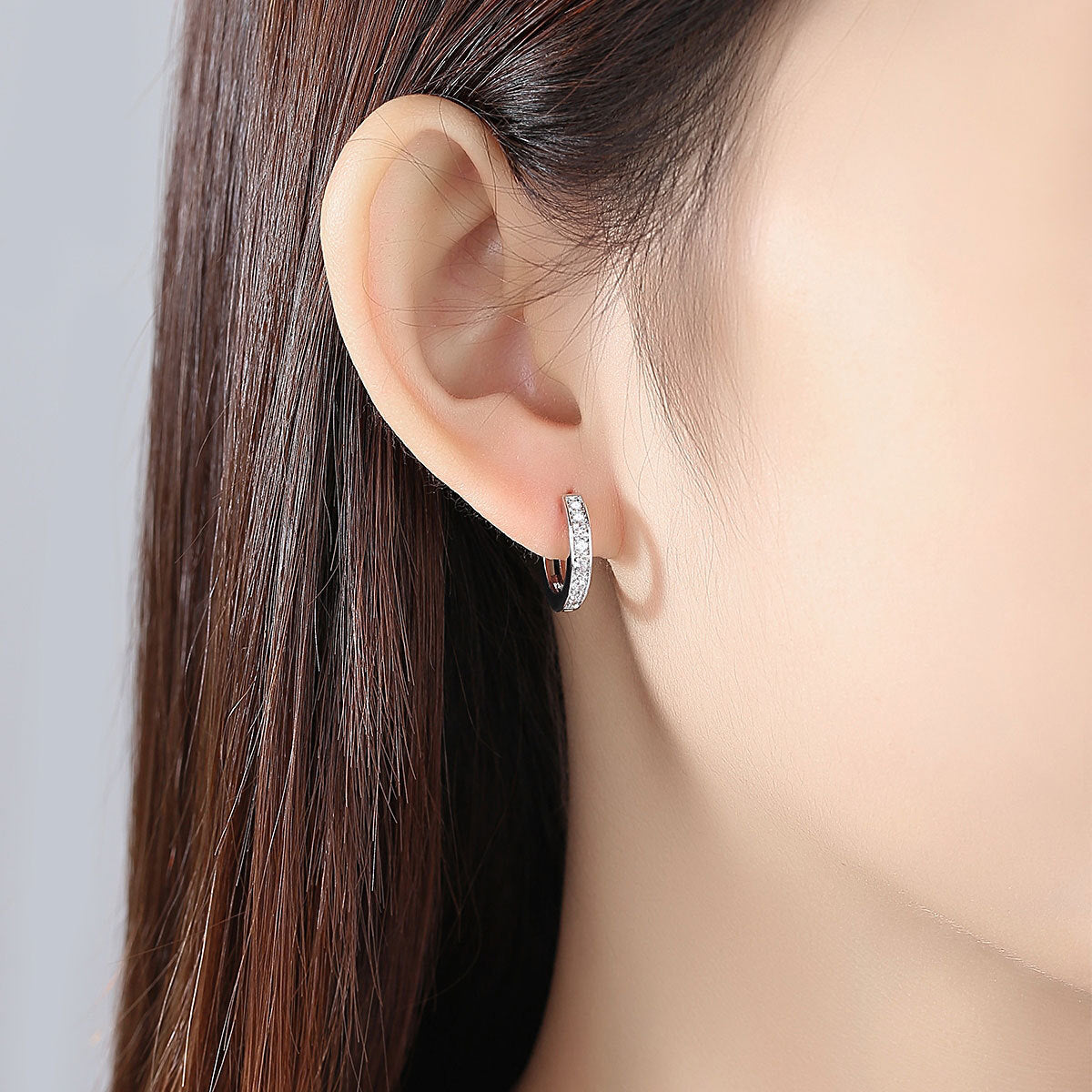 White Gold Plated Cubic Zirconia Huggie Hoop Earrings AAA1835