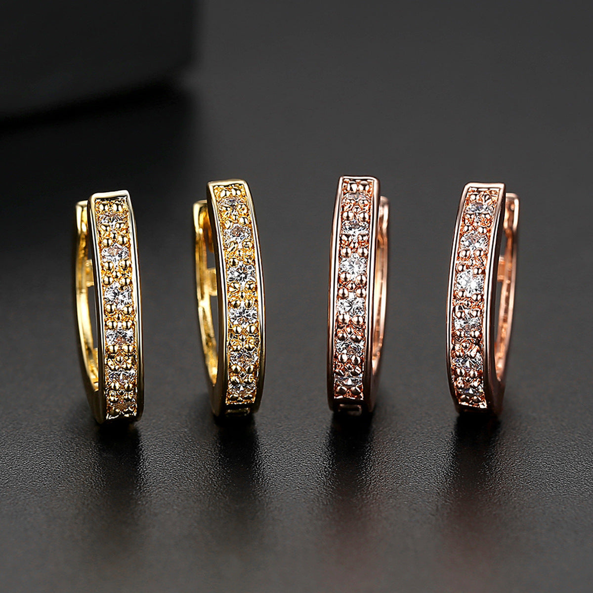 White Gold Plated Cubic Zirconia Huggie Hoop Earrings AAA1835