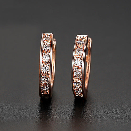 White Gold Plated Cubic Zirconia Huggie Hoop Earrings AAA1835