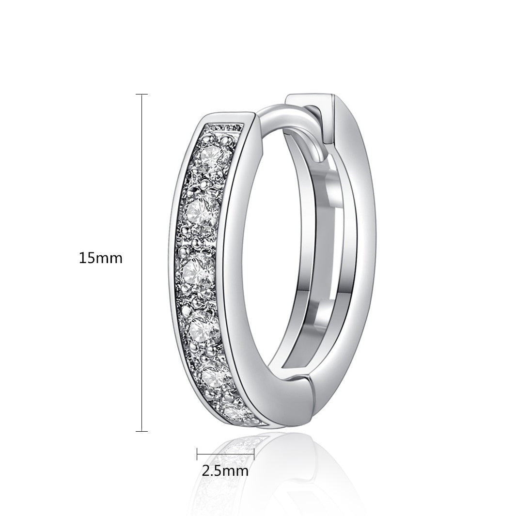 White Gold Plated Cubic Zirconia Huggie Hoop Earrings AAA1835