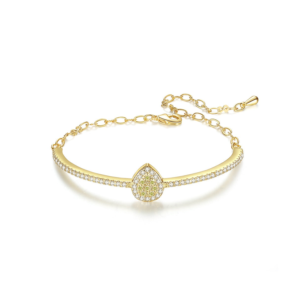 Gold Plated Pear Shaped Cubic Zirconia Adjustable Bracelet AAA1915