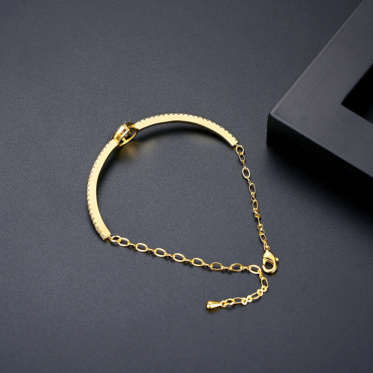 Gold Plated Pear Shaped Cubic Zirconia Adjustable Bracelet AAA1915