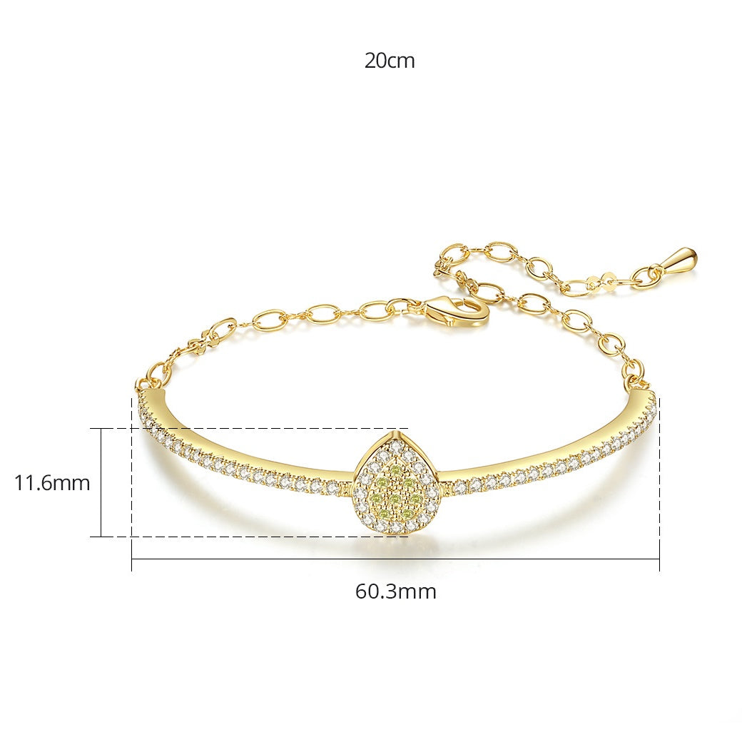 Gold Plated Pear Shaped Cubic Zirconia Adjustable Bracelet AAA1915