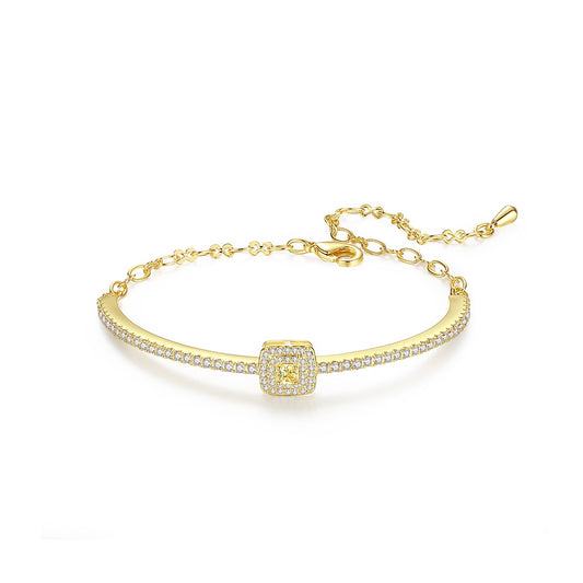 Gold Plated Octagon Cut Cubic Zirconia Bracelet AAA1966