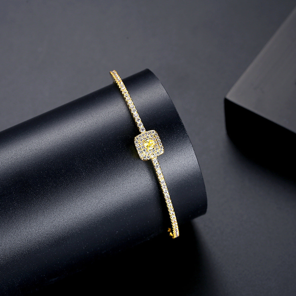 Gold Plated Octagon Cut Cubic Zirconia Bracelet AAA1966