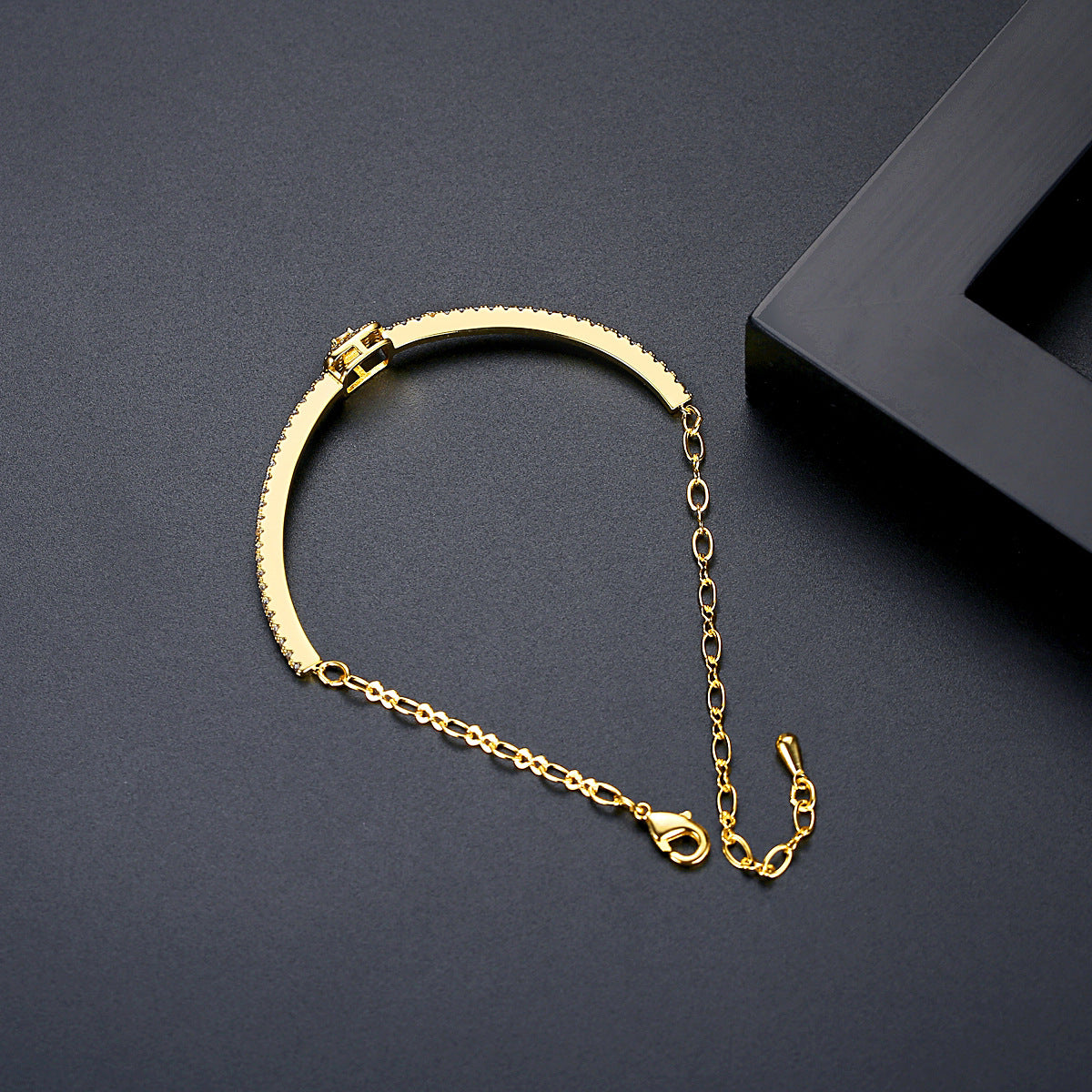 Gold Plated Octagon Cut Cubic Zirconia Bracelet AAA1966