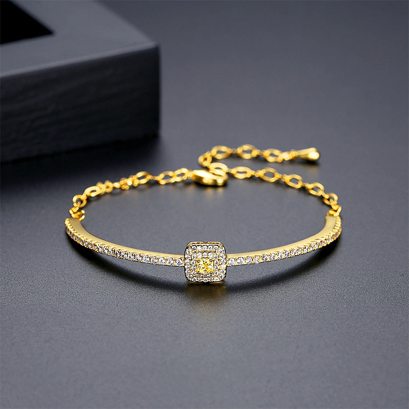 Gold Plated Octagon Cut Cubic Zirconia Bracelet AAA1966