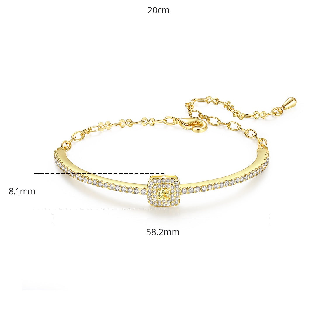 Gold Plated Octagon Cut Cubic Zirconia Bracelet AAA1966