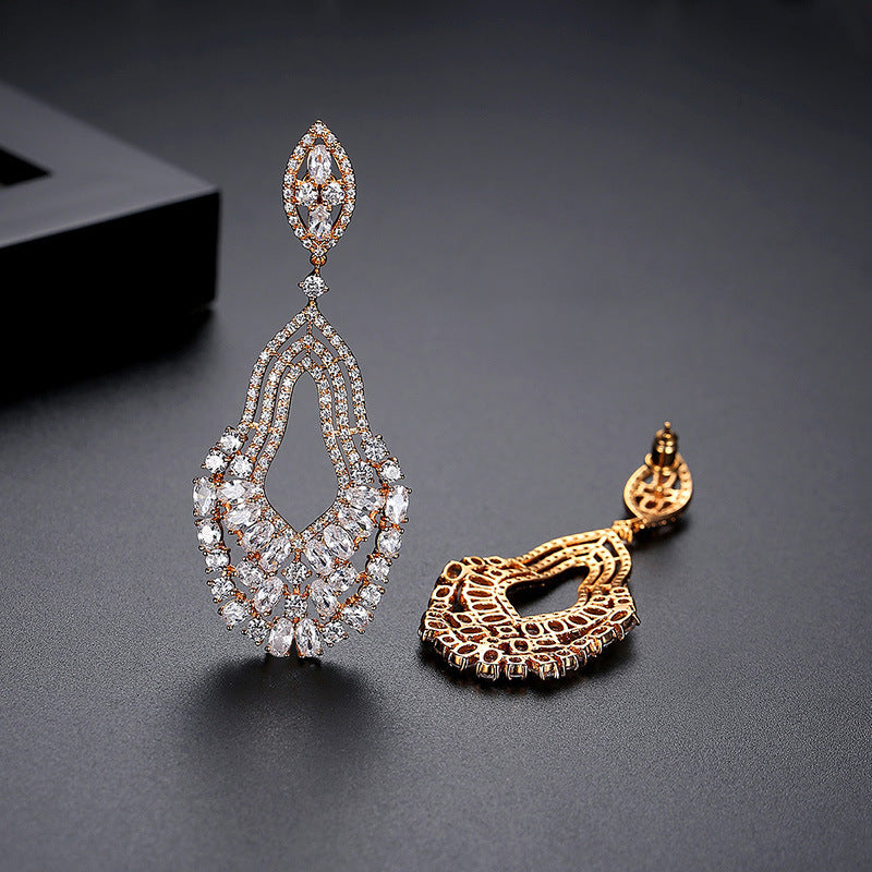 Rose Gold Plated Mixed Color Cubic Zirconia Dangle Drop Earrings AAA2044