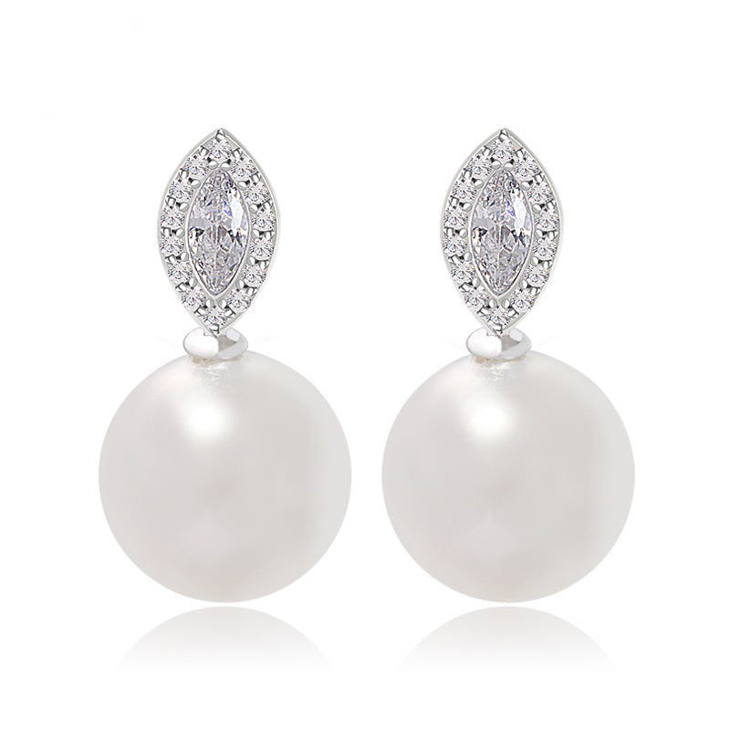 Faux Pearl & Marquise Cubic Zirconia Drop Earrings AAA2079