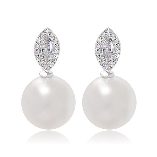 Faux Pearl & Marquise Cubic Zirconia Drop Earrings AAA2079
