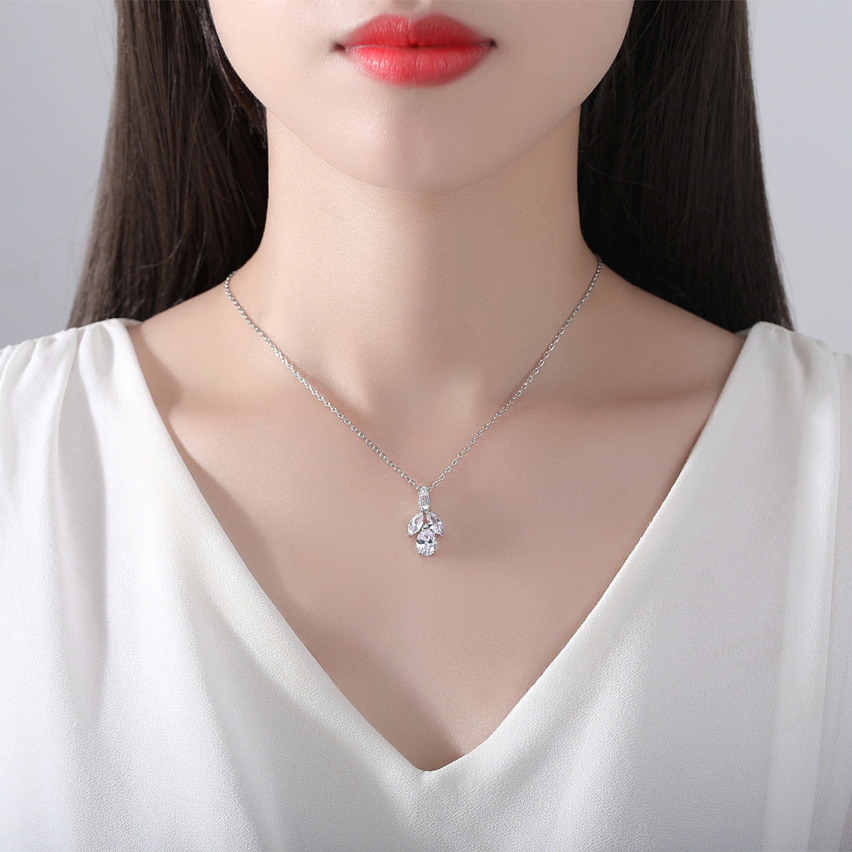 Marquise & Pear Cut Cubic Zirconia Pendant Necklace AAA2126
