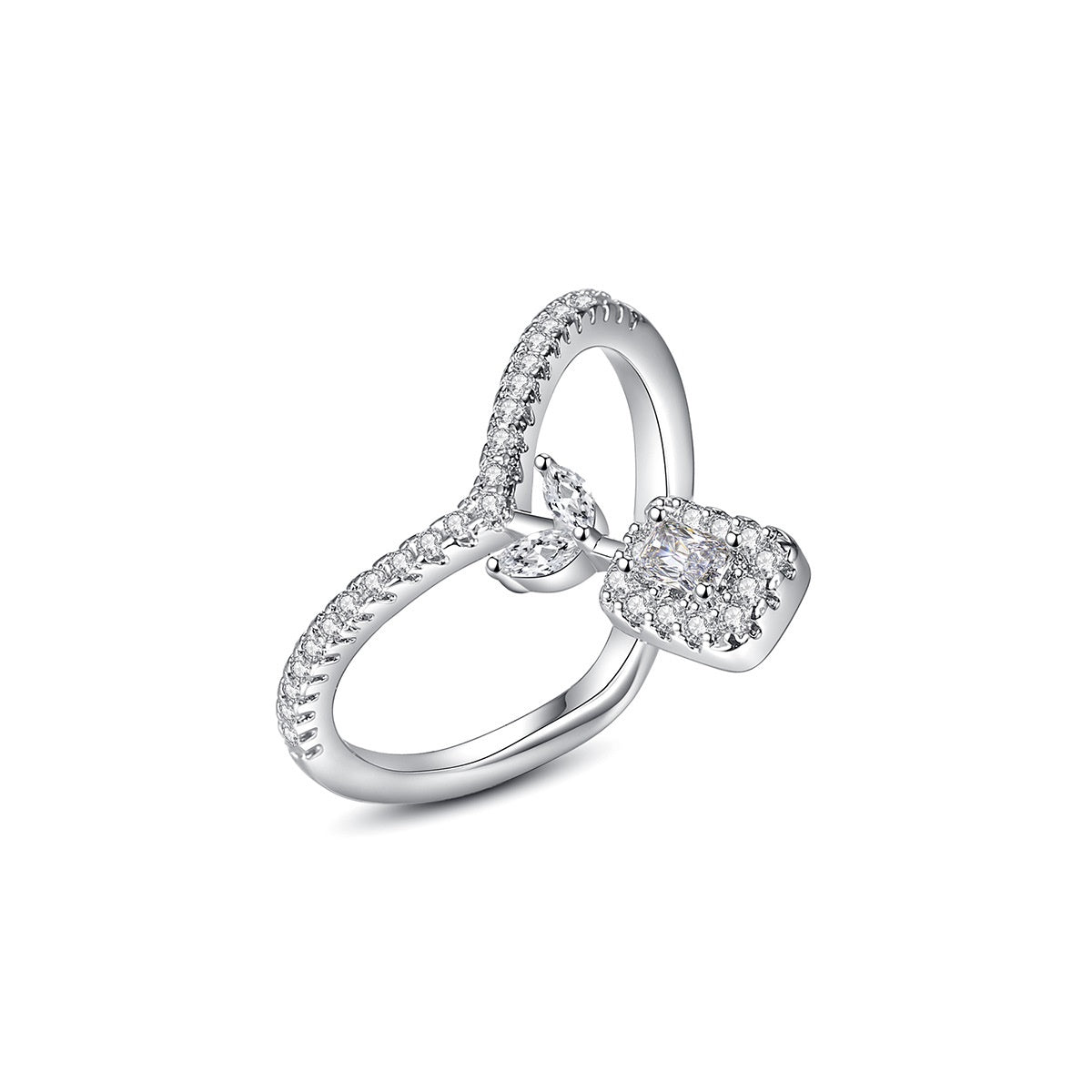 Marquise & Emerald Cut Cubic Zirconia Wishbone Ring AAA2149