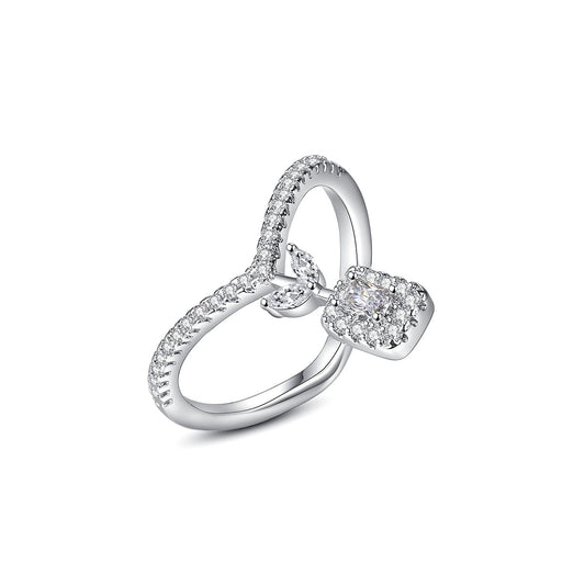 Marquise & Emerald Cut Cubic Zirconia Wishbone Ring AAA2149