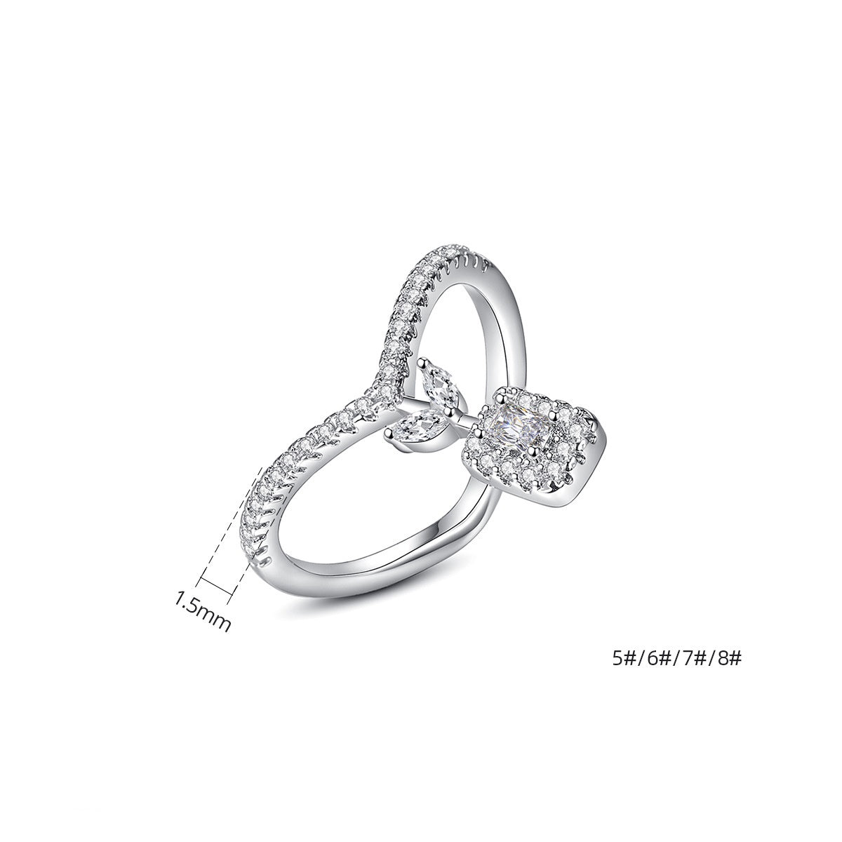 Marquise & Emerald Cut Cubic Zirconia Wishbone Ring AAA2149