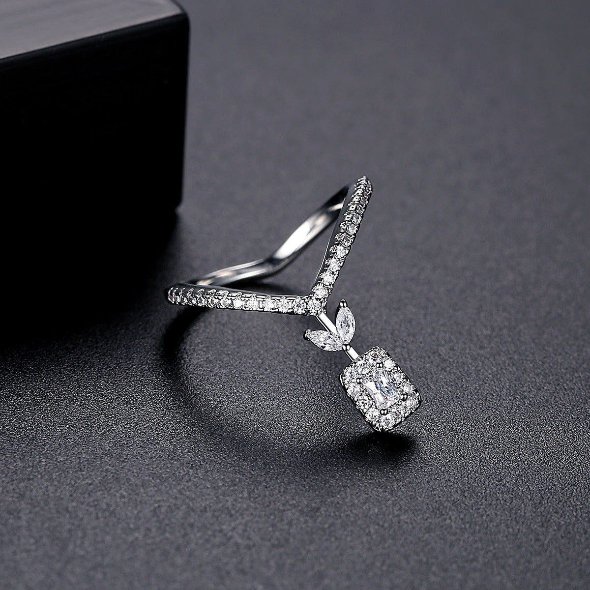 Marquise & Emerald Cut Cubic Zirconia Wishbone Ring AAA2149