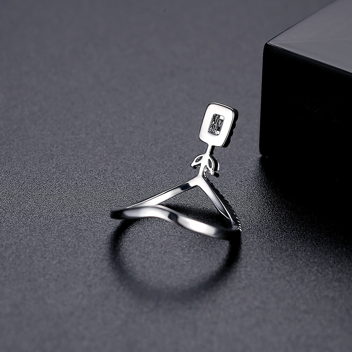 Marquise & Emerald Cut Cubic Zirconia Wishbone Ring AAA2149