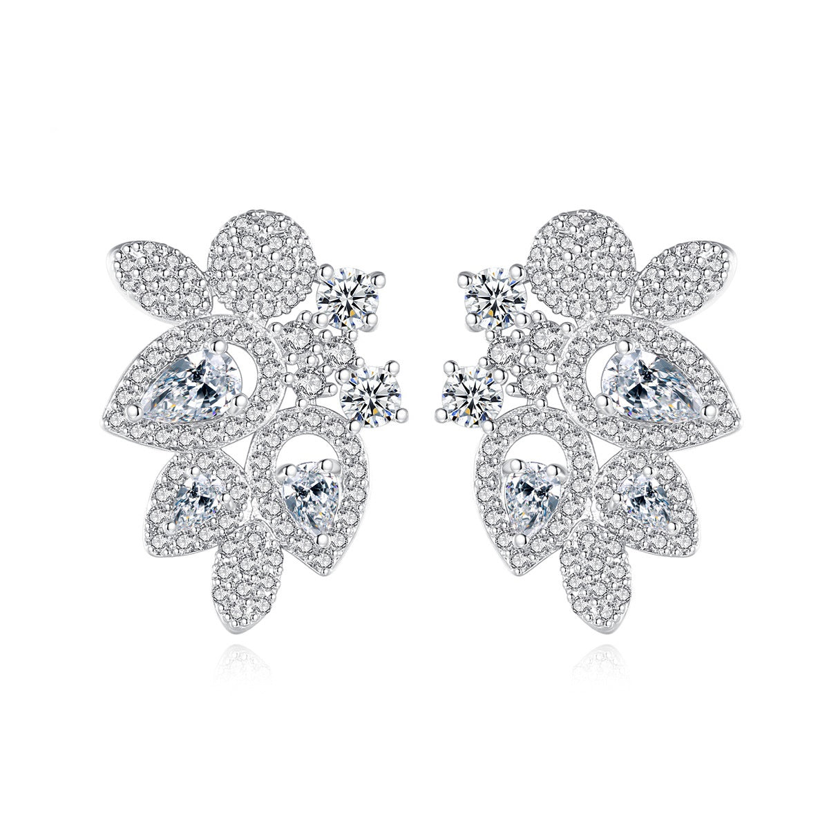 White Gold Plated Cubic Zirconia Stud Earrings AAA2150