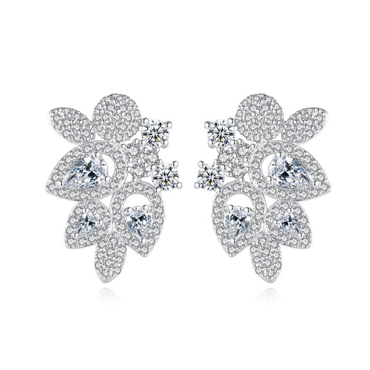 White Gold Plated Cubic Zirconia Stud Earrings AAA2150