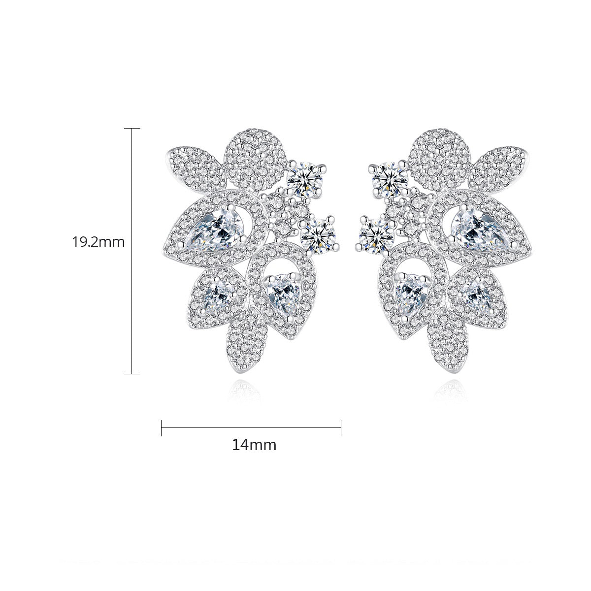 White Gold Plated Cubic Zirconia Stud Earrings AAA2150