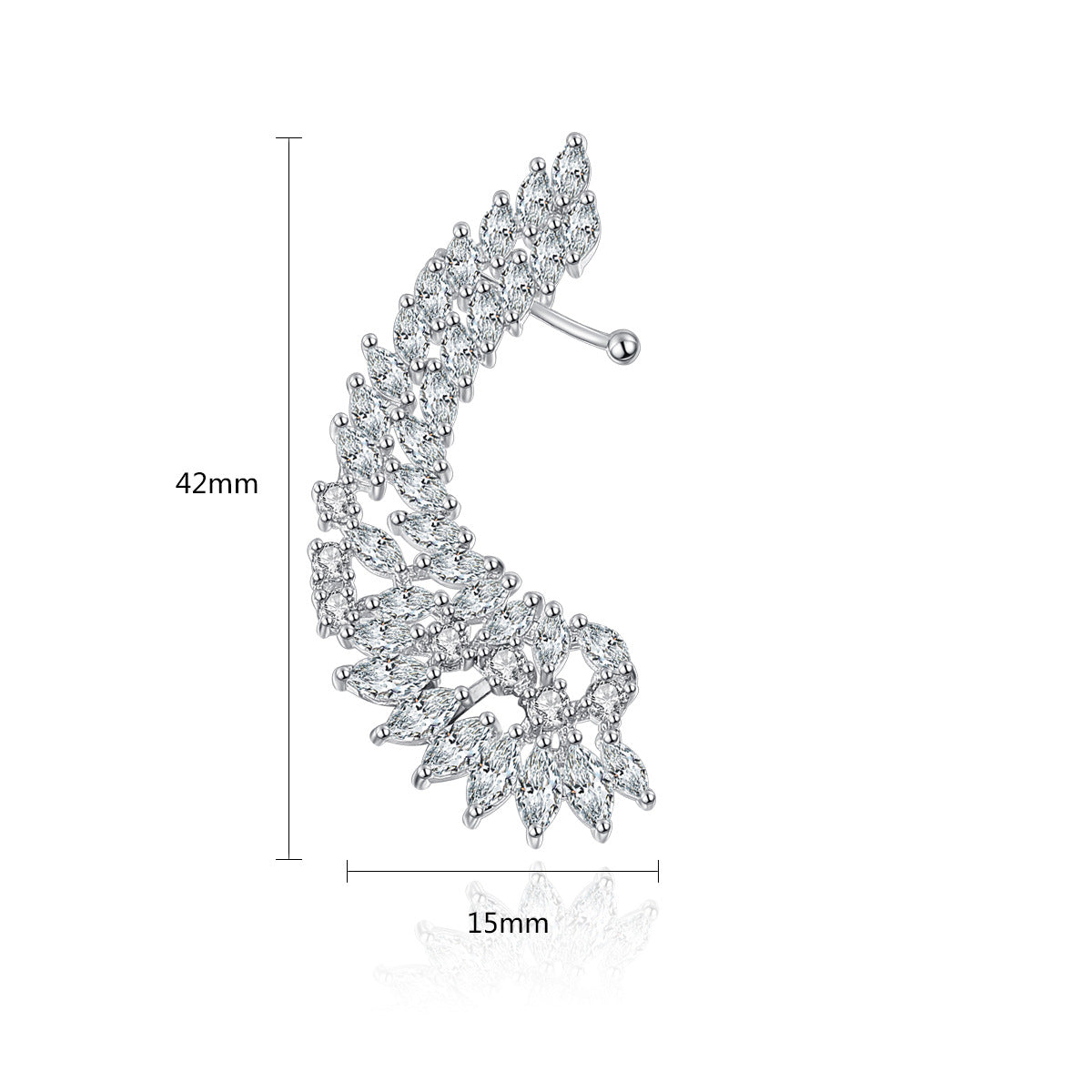 White Gold Plated Cubic Zirconia Ear Bone Clip on Ear Cuff Earrings AAA2183