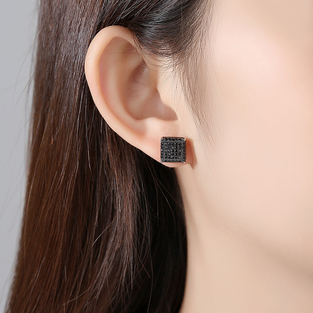 Gold Plated Cubic Zirconia Square Stud Earrings AAA2218