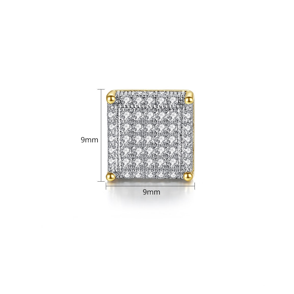 Gold Plated Cubic Zirconia Square Stud Earrings AAA2218