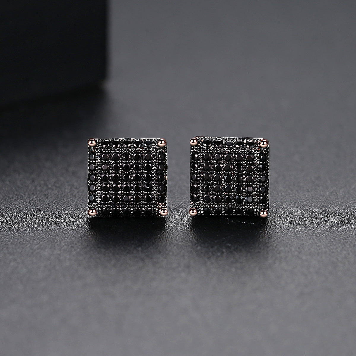 Gold Plated Cubic Zirconia Square Stud Earrings AAA2218