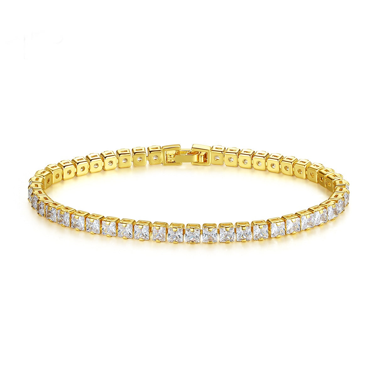 Gold Plated Cubic Zirconia Cupchain Tennis Bracelet AAA2224