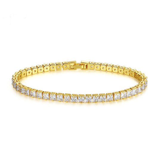Gold Plated Cubic Zirconia Cupchain Tennis Bracelet AAA2224