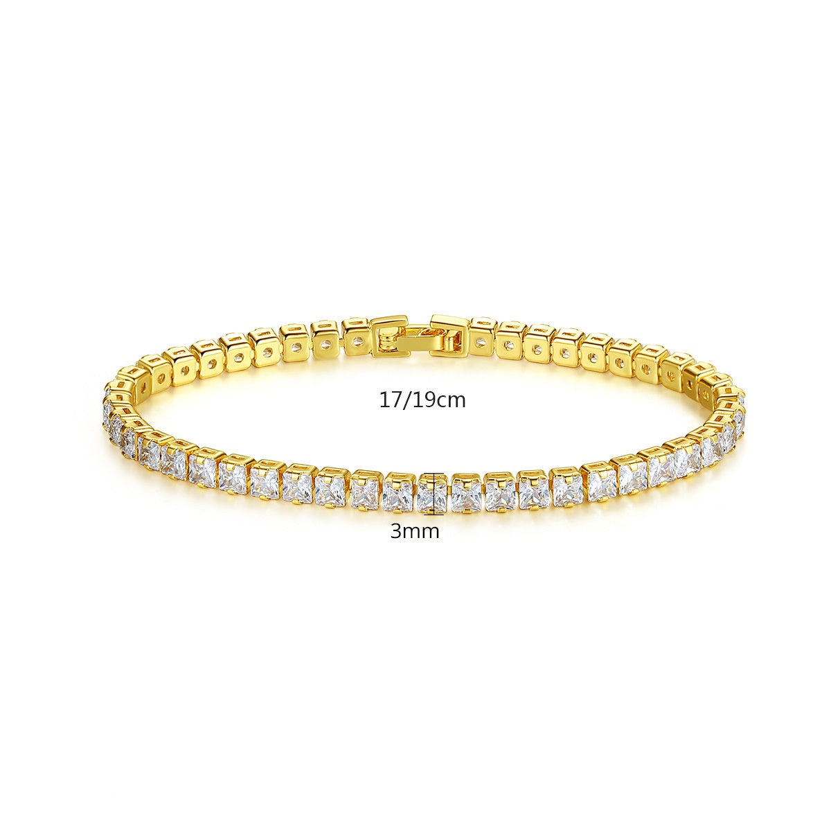 Gold Plated Cubic Zirconia Cupchain Tennis Bracelet AAA2224