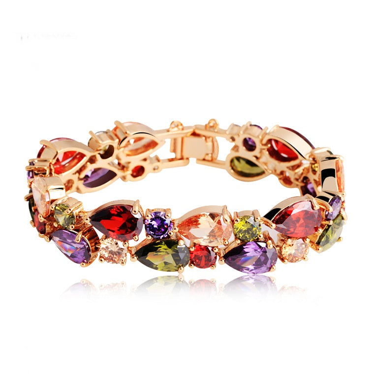 Rose Gold Plated Mixed Color Cubic Zirconia Bracelet AAA2238